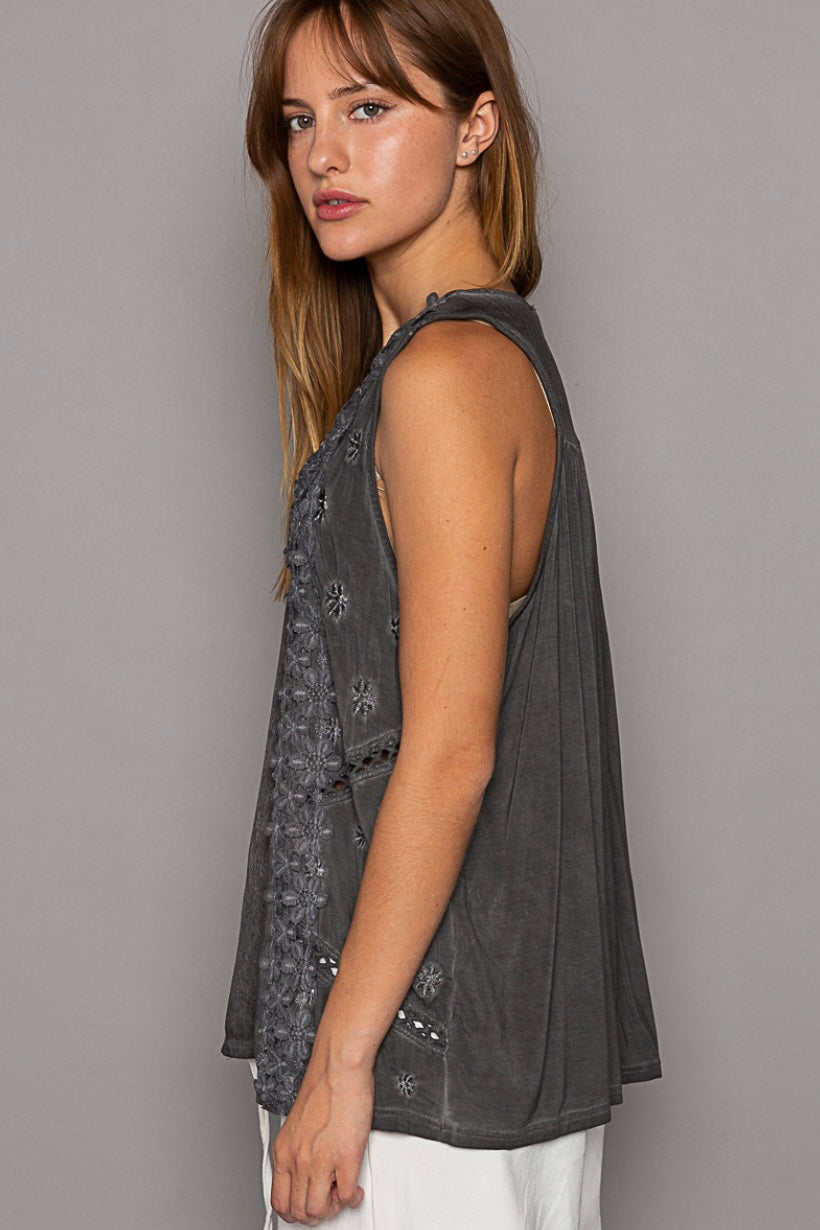 Summer Blooms 3D Flower V Neck Sleeveless Top (3 Colors)