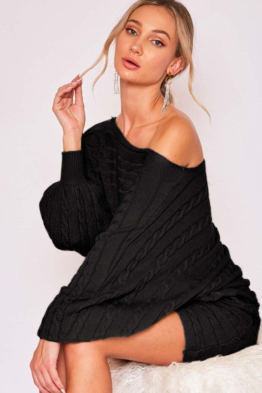 Be Mine Cable Knit Sweater Dress | 2 Colors