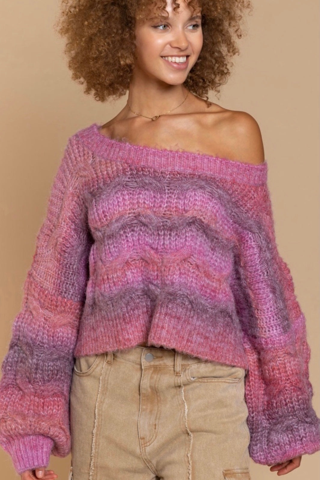 Very Berry Brushed Chunky Knit Sweater