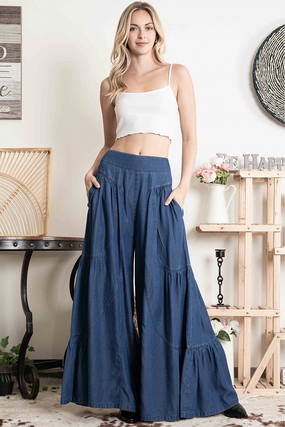 Cruising On Cool Ultra Wide Leg Denim Pull Ons
