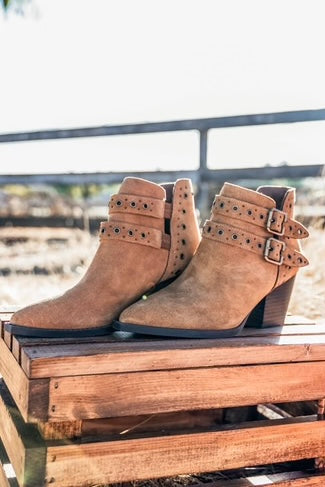 Elsa Genuine Suede Ankle Boots in Tan