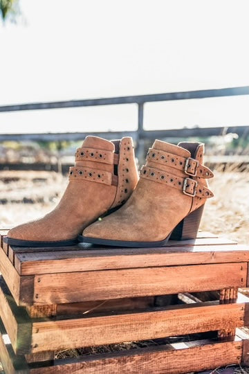 Elsa Genuine Suede Ankle Boots in Tan
