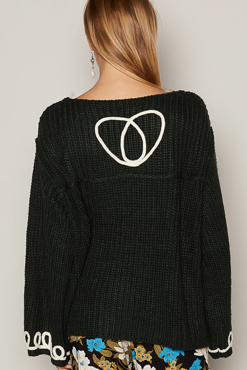 In My Best Soutache Flower Doodle Soft Knit Sweater