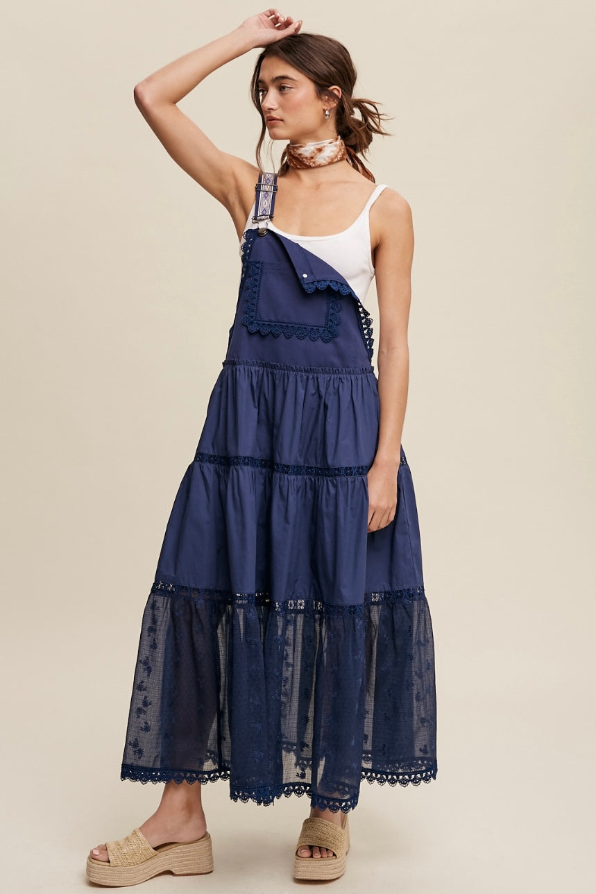Happy Trails Lace + Embroidery Pieced Tiered Skirtall (3 Colors)