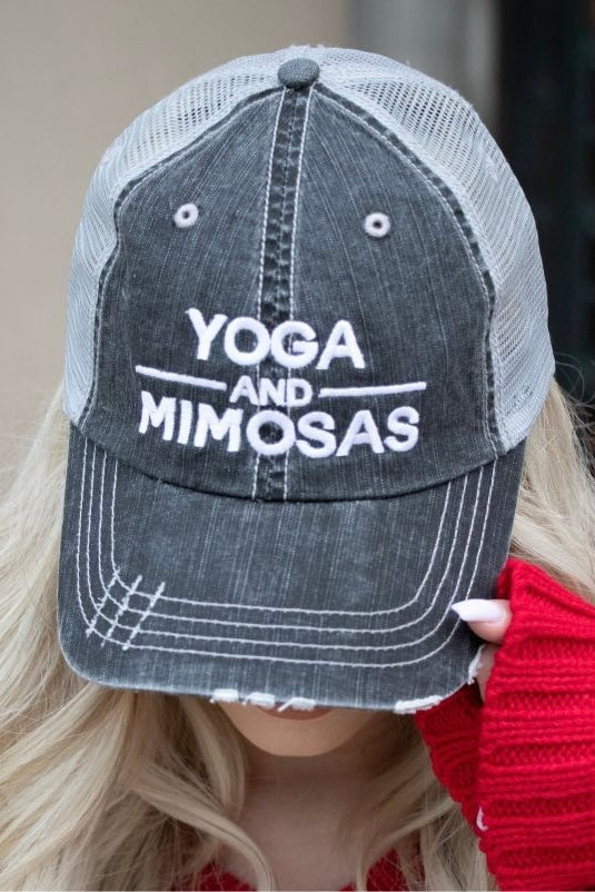 Yoga and Mimosas Embroidered Trucker