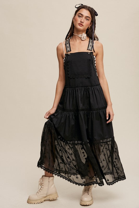 Happy Trails Lace + Embroidery Pieced Tiered Skirtall (3 Colors)