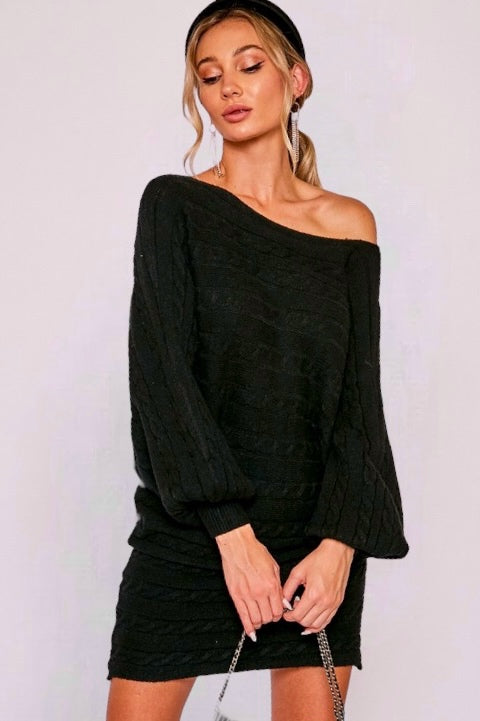 Be Mine Cable Knit Sweater Dress | 2 Colors