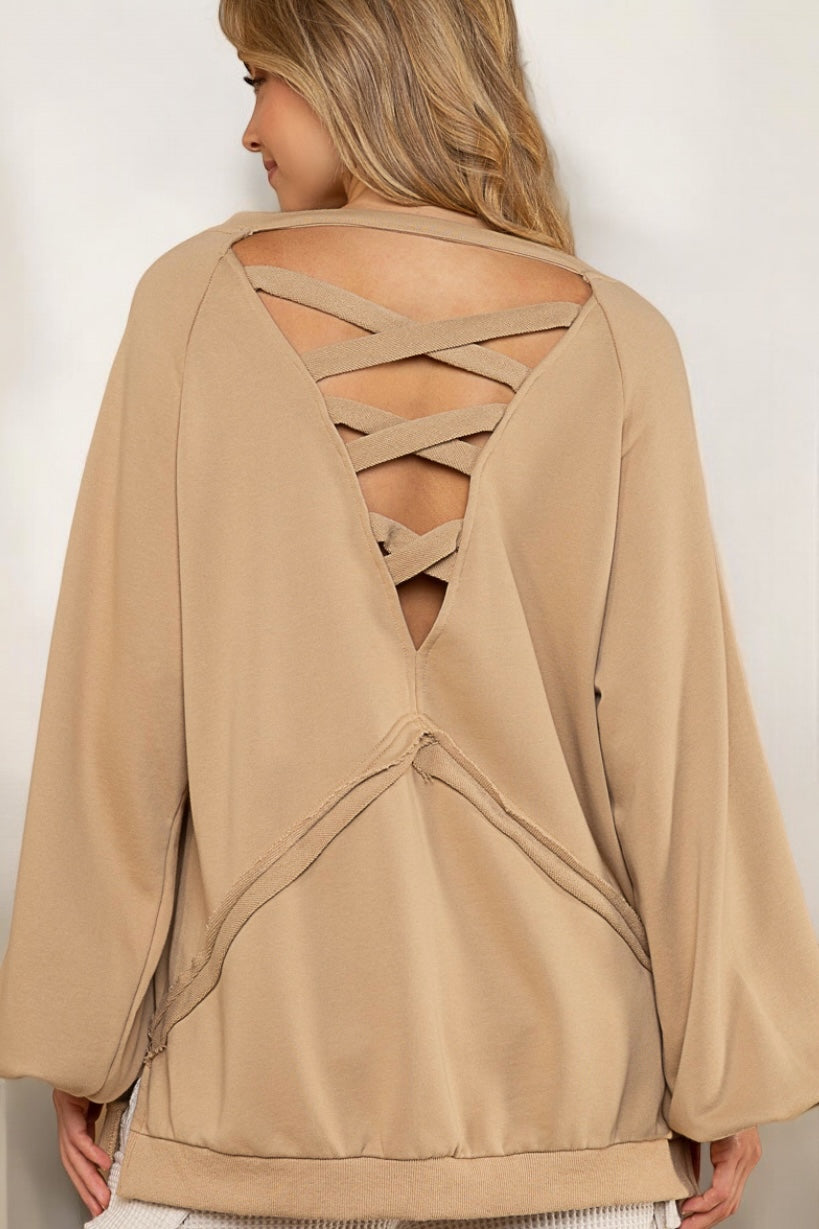 Back To Basics Criss Cross French Terry Pullover (7 Colors)