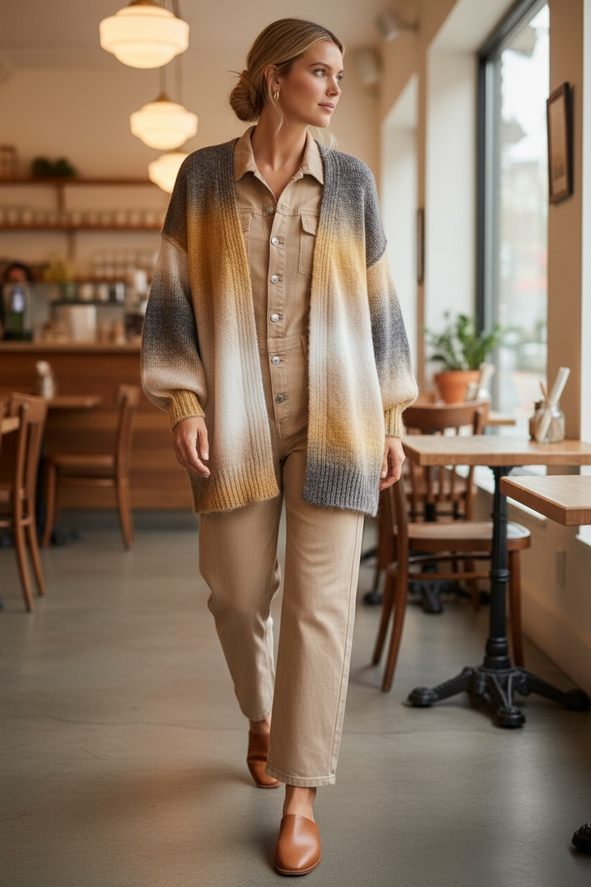 Good Trouble Hand Dip Dyed Ombré Cardigan