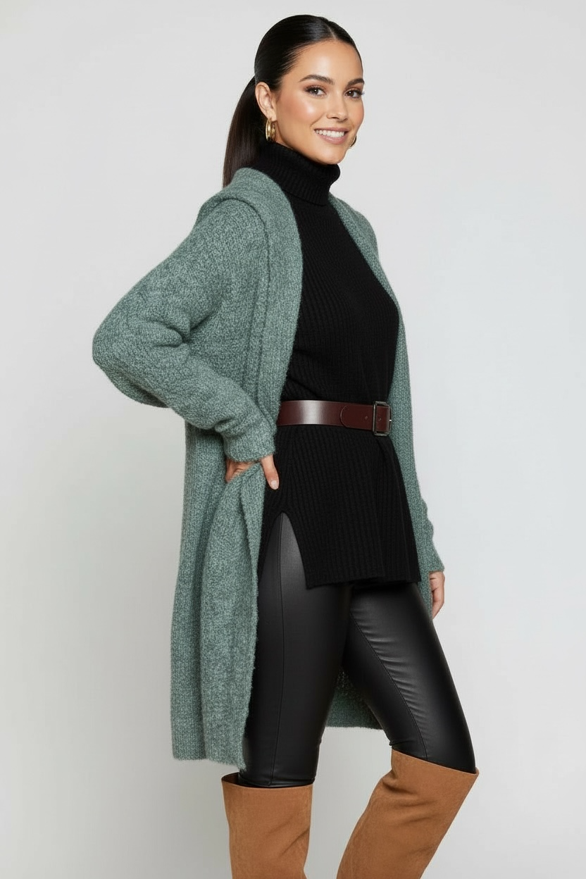 Jade With Envy Plush + Fuzzy Hooded Cardigan