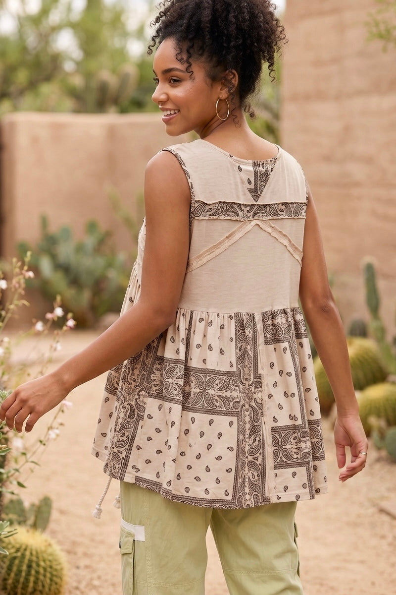 Paisley V Neck Babydoll