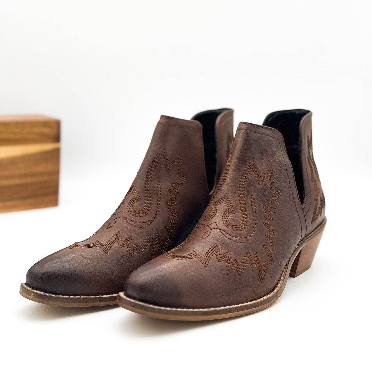 Embroidered Kickin' Booties in Brown