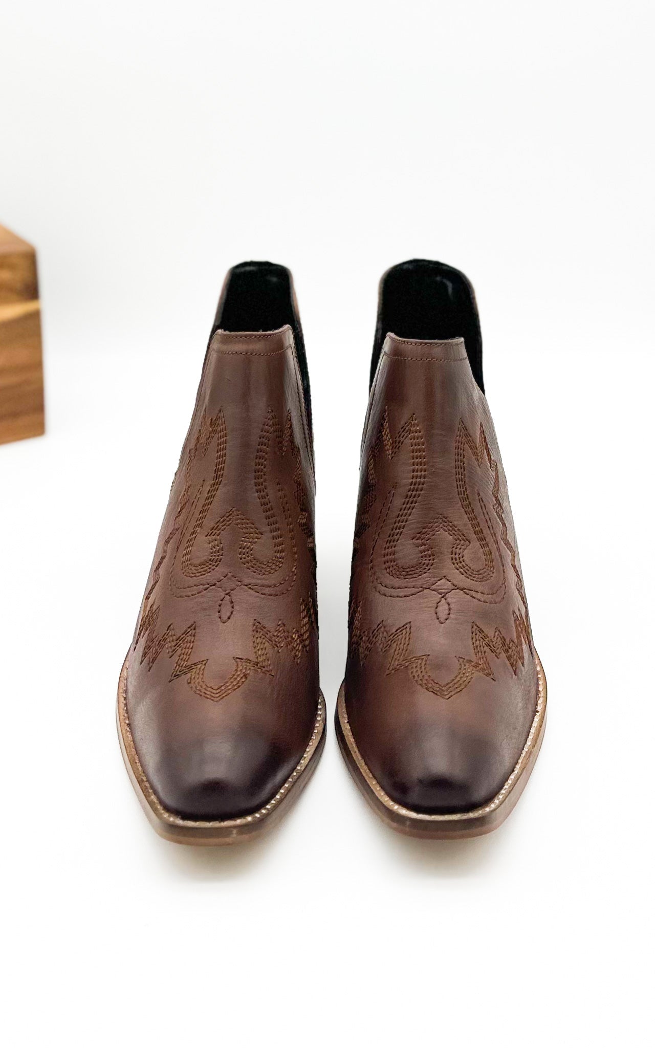 Embroidered Kickin' Booties in Brown