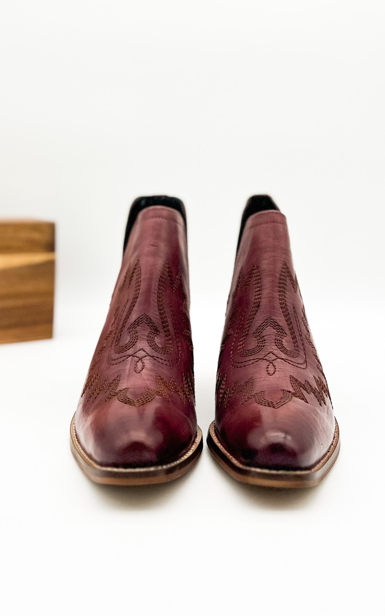 Embroidered Kickin' Booties in Burgundy