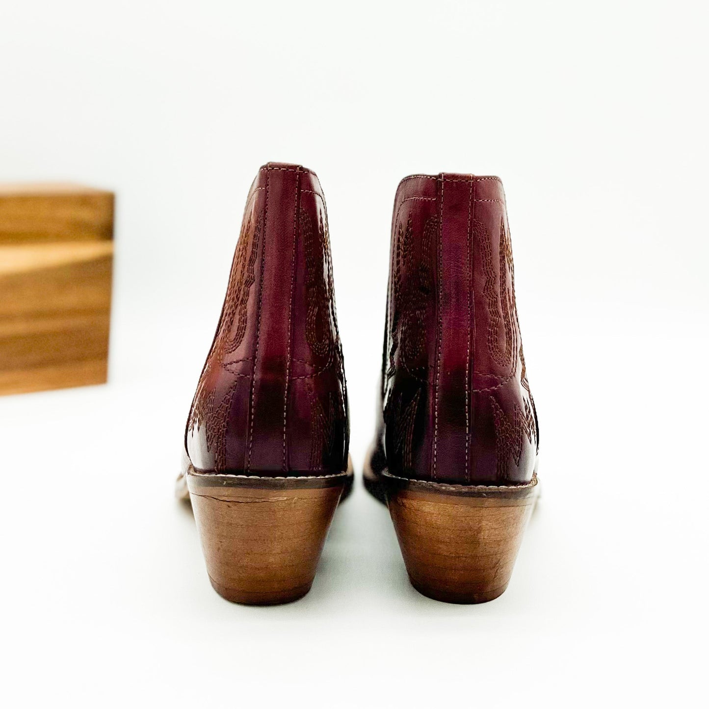 Embroidered Kickin' Booties in Burgundy