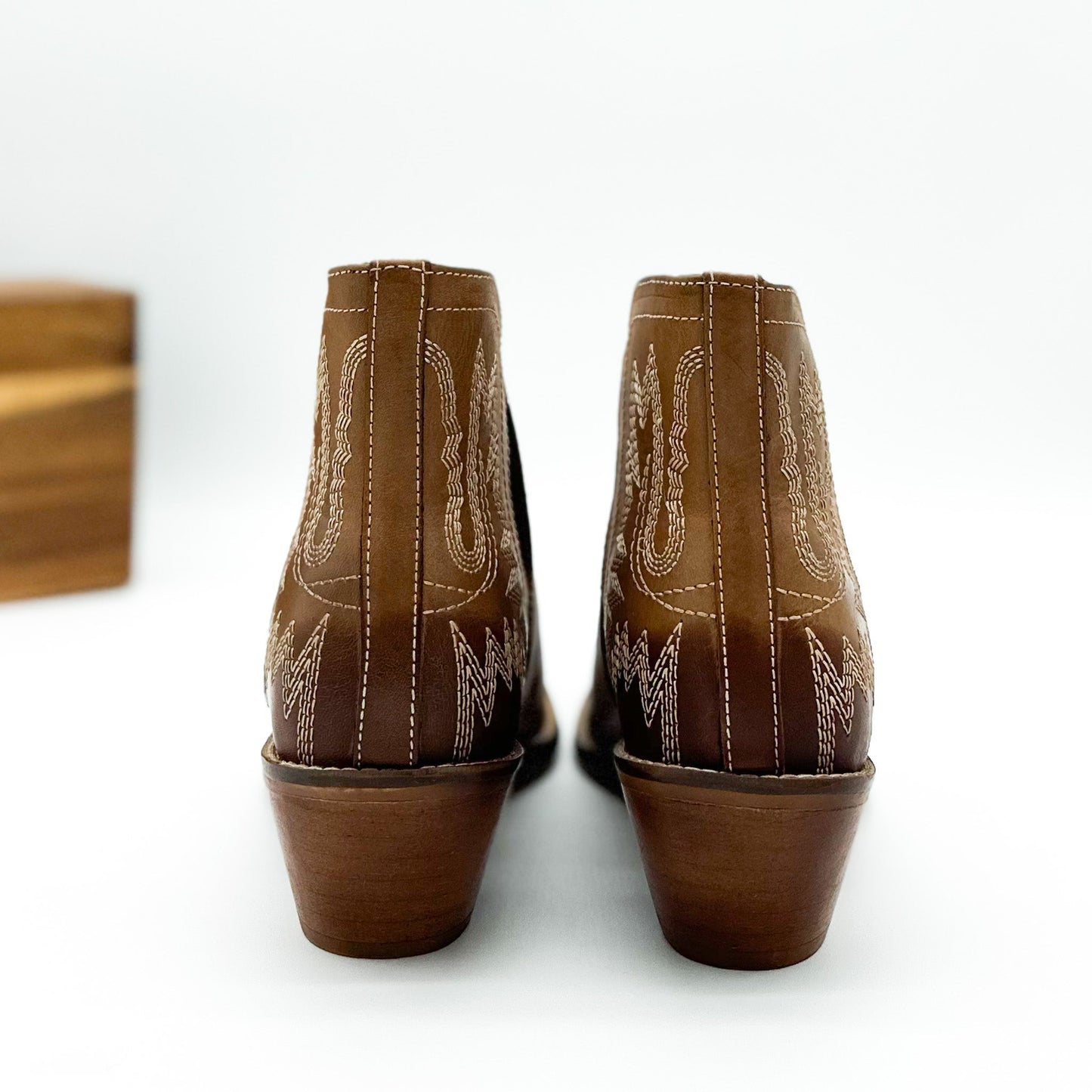 Embroidered Kickin' Booties in Tan