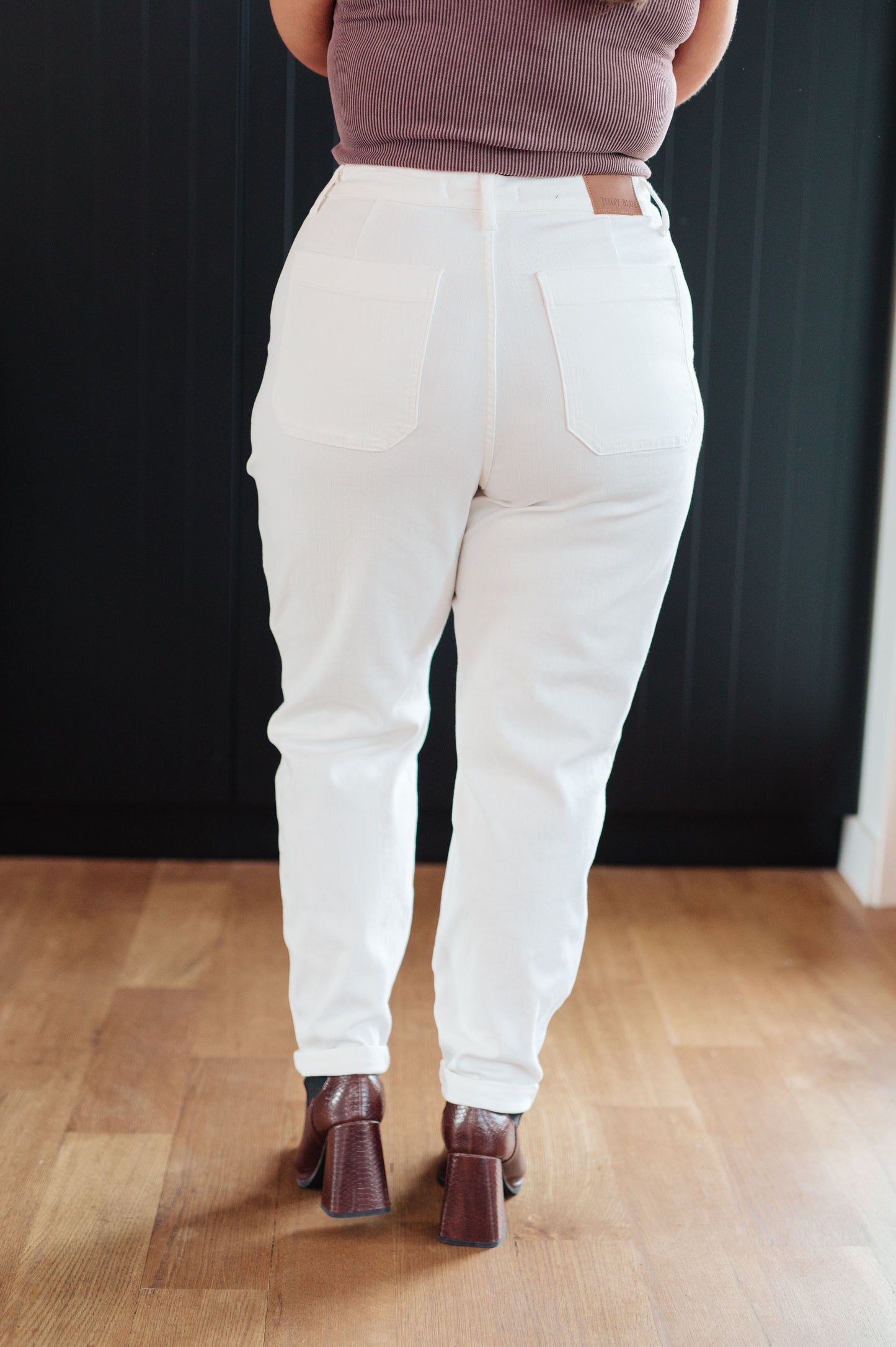 Charlene Ecru High Rise Drawstring Waist Jogger Jeans