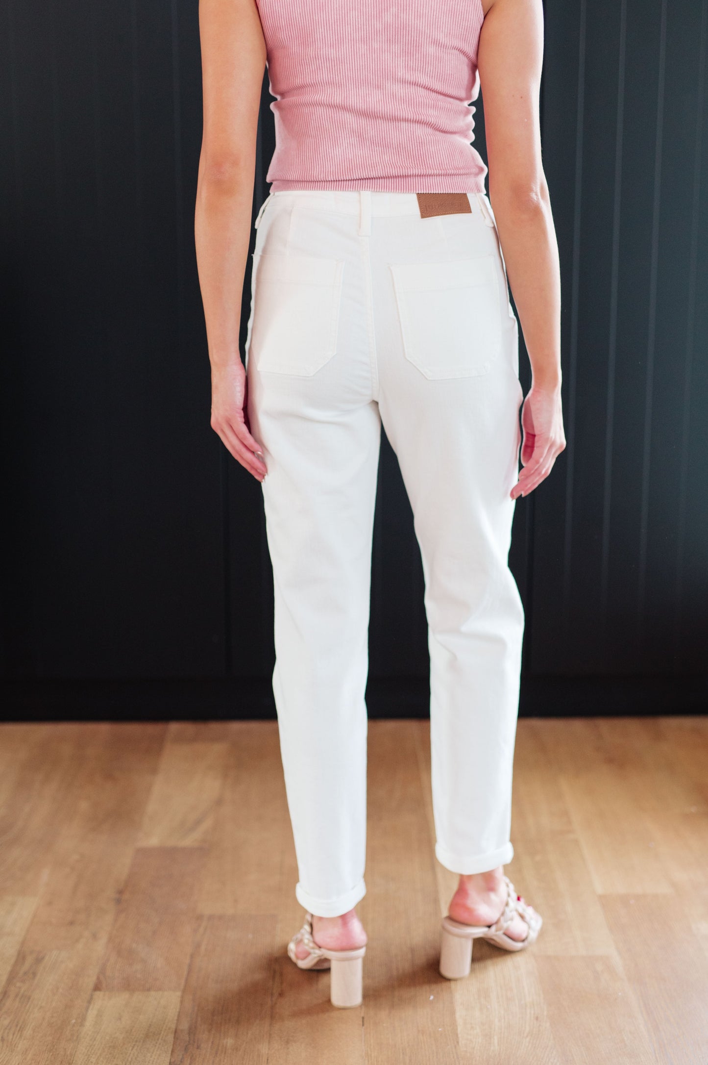 Charlene Ecru High Rise Drawstring Waist Jogger Jeans
