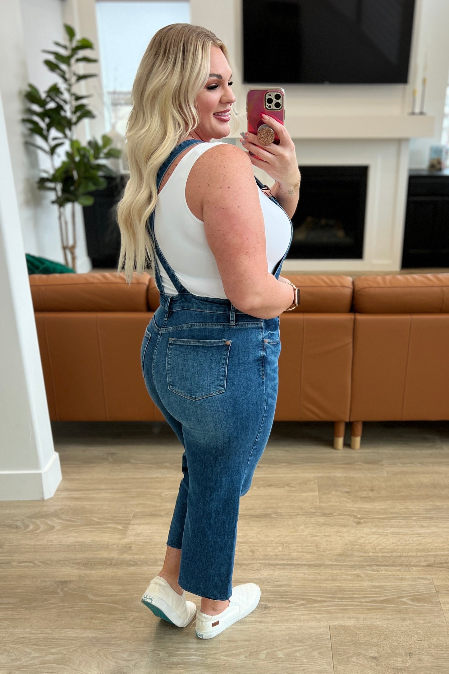 Priscilla High Rise Cropped Wide Leg Denim Overalls