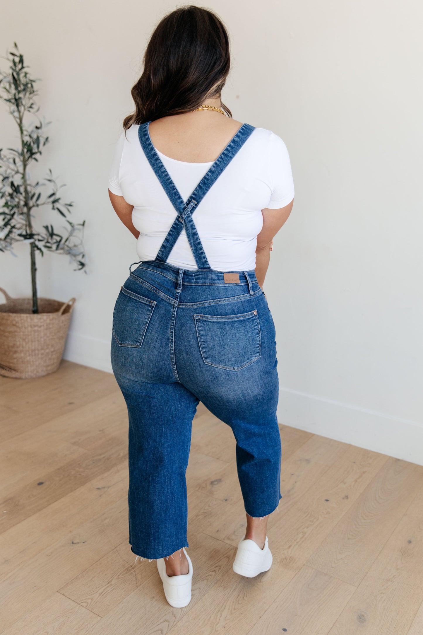 Priscilla High Rise Cropped Wide Leg Denim Overalls