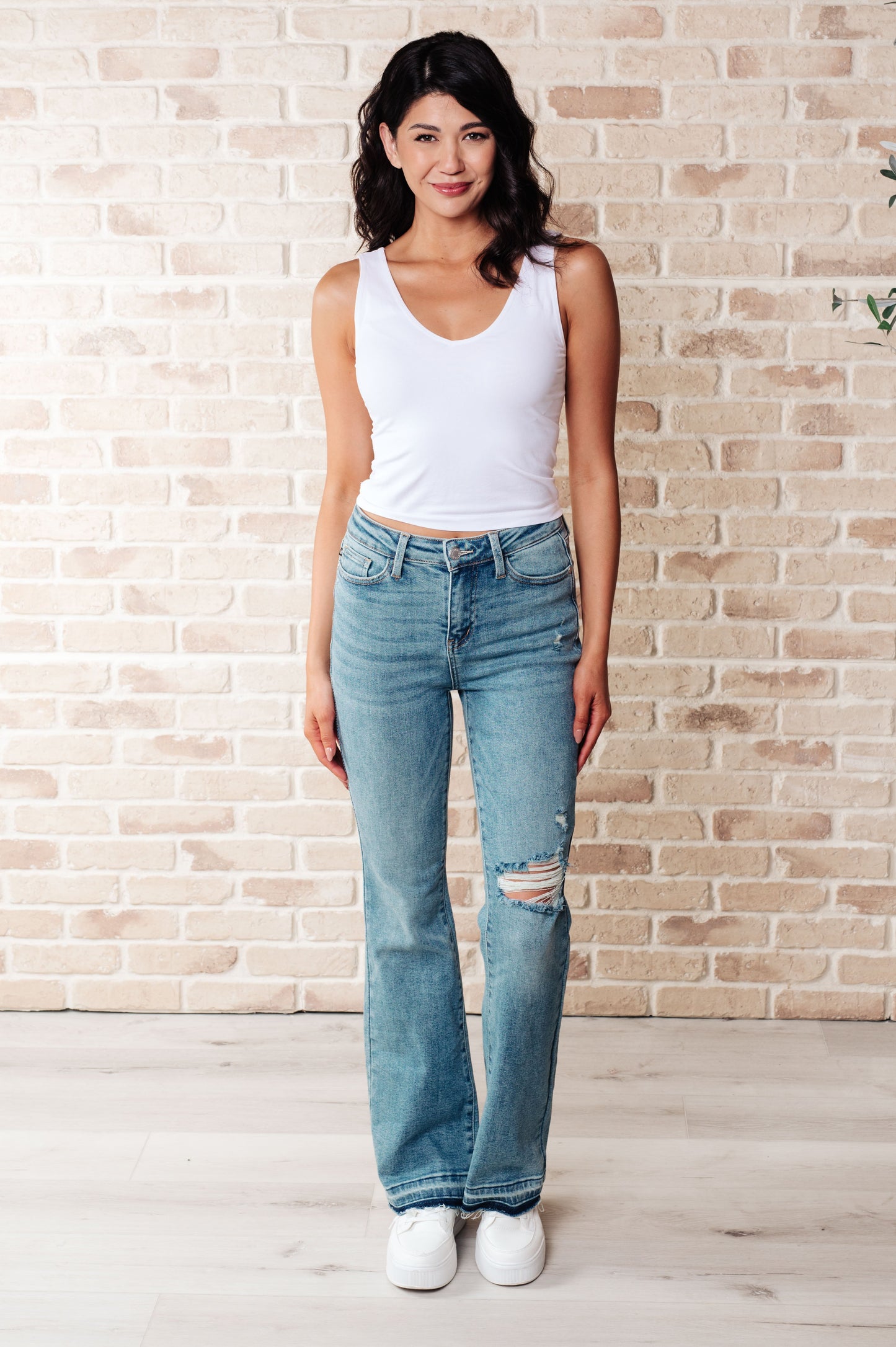 Oh My Darling Mid Rise Distressed Released Hem Bootcut Jeans (0/24 to 24W)