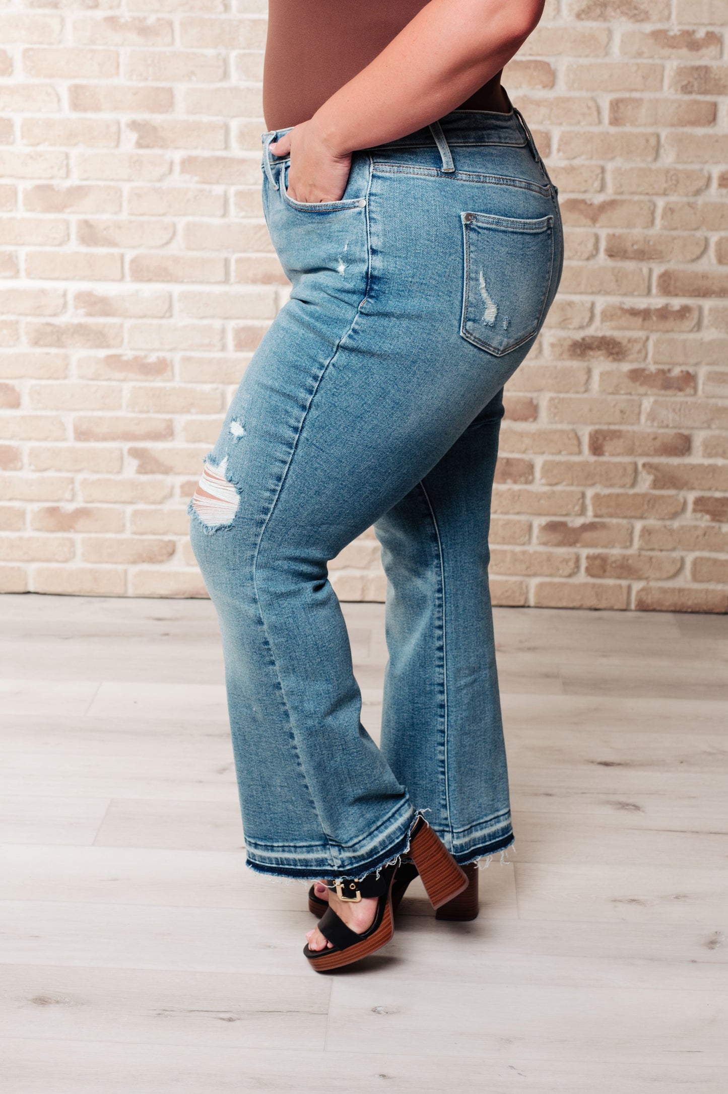 Oh My Darling Mid Rise Distressed Released Hem Bootcut Jeans (0/24 to 24W)