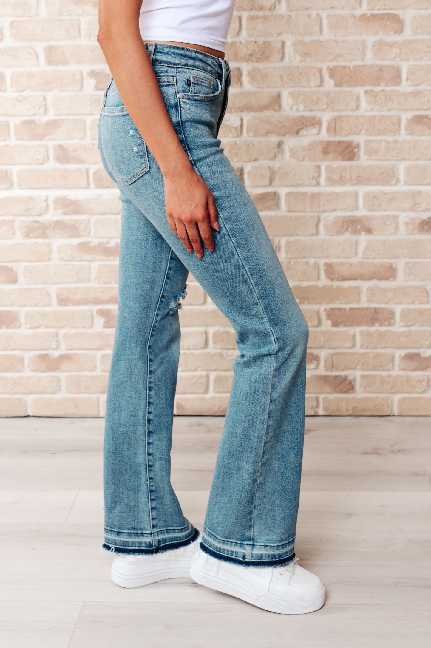 Oh My Darling Mid Rise Distressed Released Hem Bootcut Jeans (0/24 to 24W)