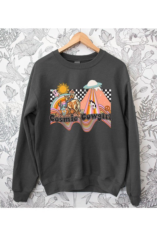 Cosmic Space Cowgirl Graphic Fleece Sweatshirt
