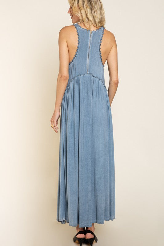 So My Fave Washed Rayon Jersey Front Slit Sleeveless Maxi Dress (3 Colors)