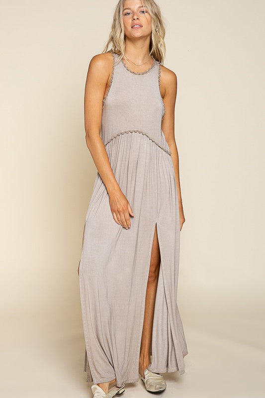 So My Fave Washed Rayon Jersey Front Slit Sleeveless Maxi Dress (3 Colors)