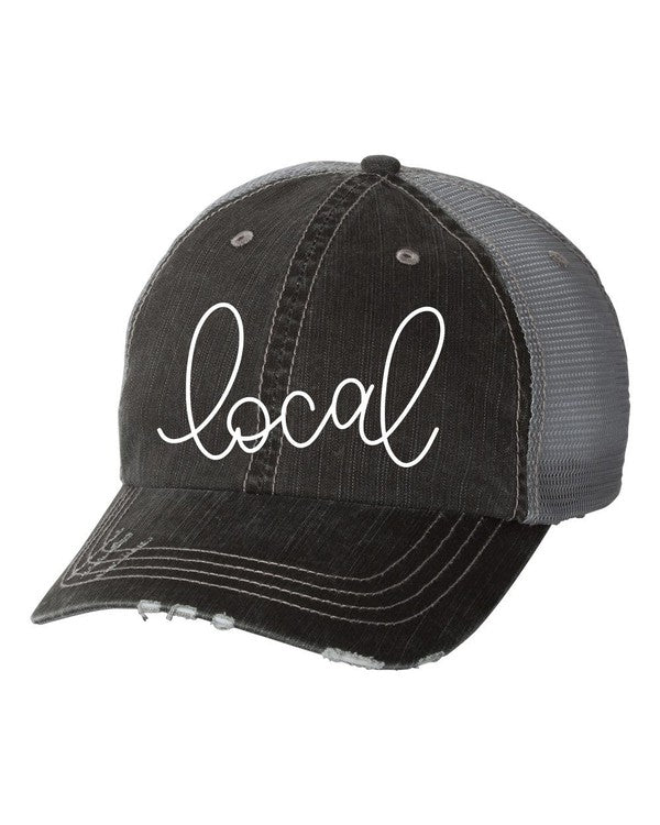 Local Embroidered Distressed Trucker Hat