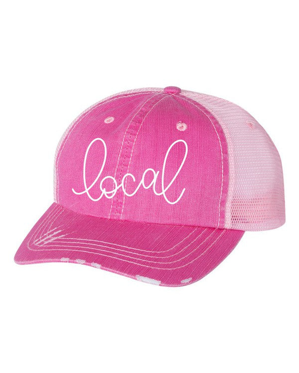 Local Embroidered Distressed Trucker Hat