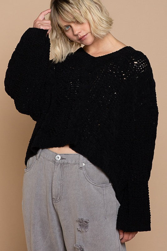 Getting Twisted V Neck Cropped Sweater Hoodie