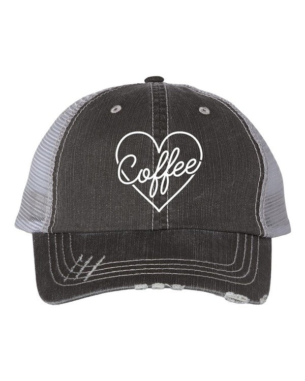 Heart Coffee Embroidered Trucker Hat