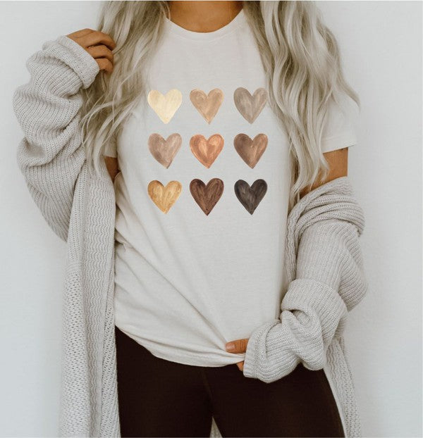 Watercolor Nine Heart Graphic Tee