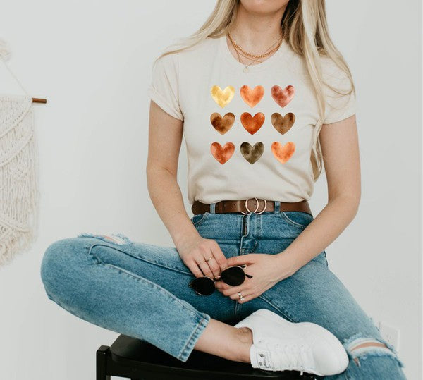 Watercolor Nine Heart Graphic Tee