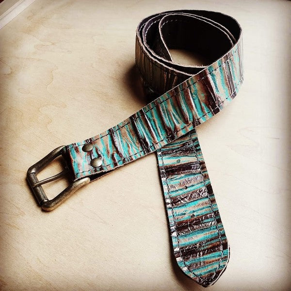 Turquoise Chateau Genuine Leather Belt 44 inch