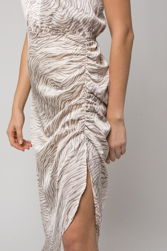 The Entrance One Shoulder Abstract Print Dress