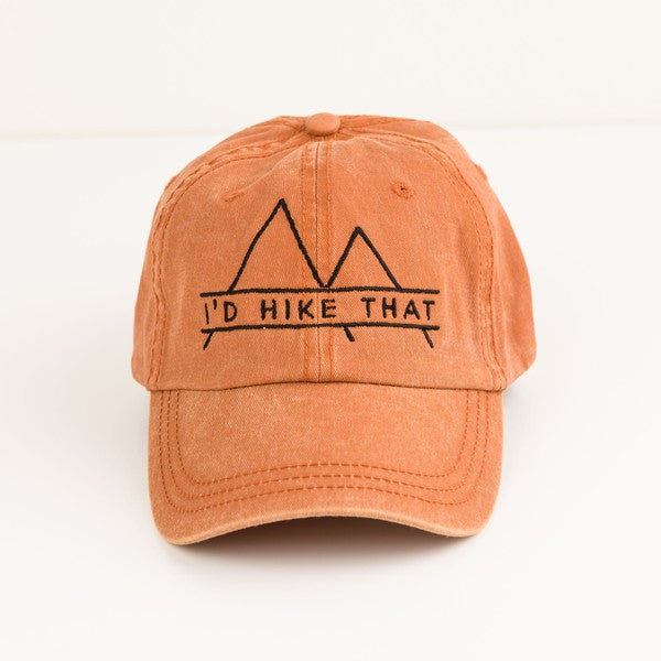 I'd Hike That Embroidered Canvas Baseball Cap
