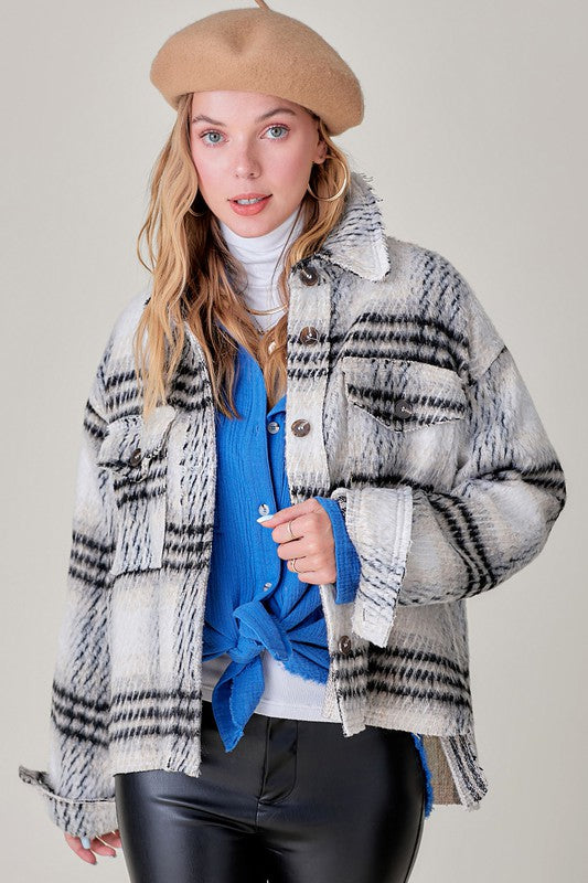 Madelyn’s Plush Shortie Plaid Oversized Jacket