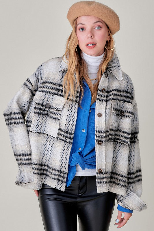 Madelyn’s Plush Shortie Plaid Oversized Jacket