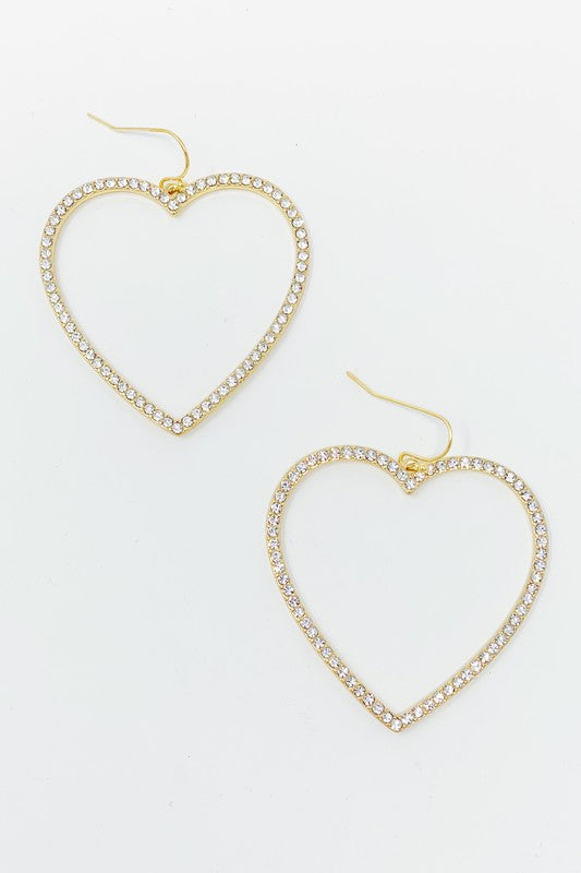 Love Spark Large CZ Heart Gold Earrings