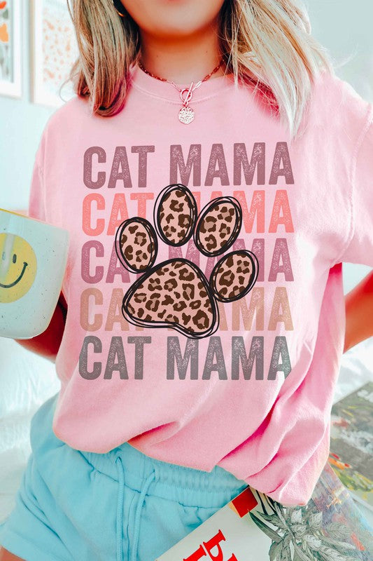 Cat Mama Purr Paw Graphic Tee