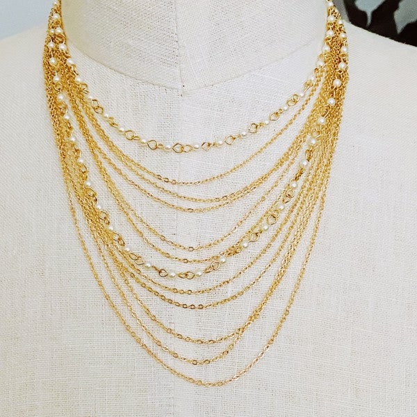 Hera Layers of Pearls And Chains Necklace