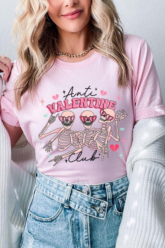 Anti Valentine Club Skeletons Graphic Tee