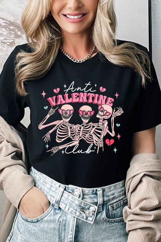 Anti Valentine Club Skeletons Graphic Tee