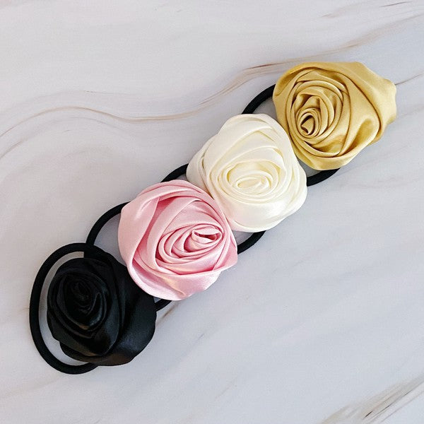 Bouqs Handmade Satin Rose Hair Ties, Set of 4