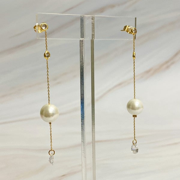 Dainty Jewel Pearl Drop Earrings