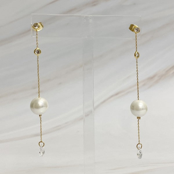 Dainty Jewel Pearl Drop Earrings