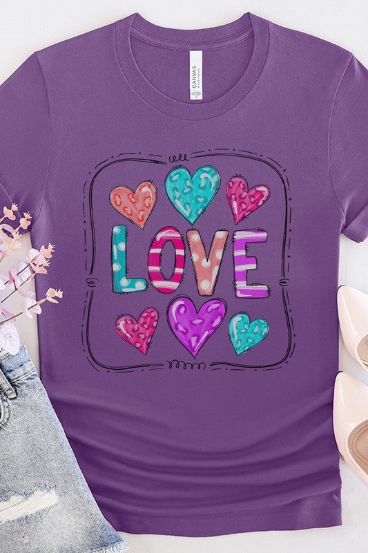 Valentine's Day Colorful Love Block Graphic Tee